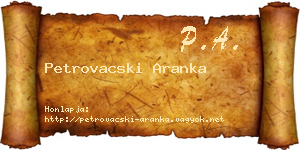 Petrovacski Aranka névjegykártya